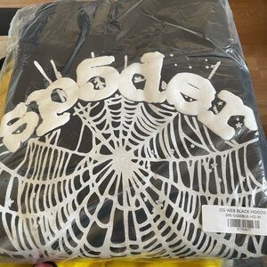 Black Hoodie with White Spider Web Design